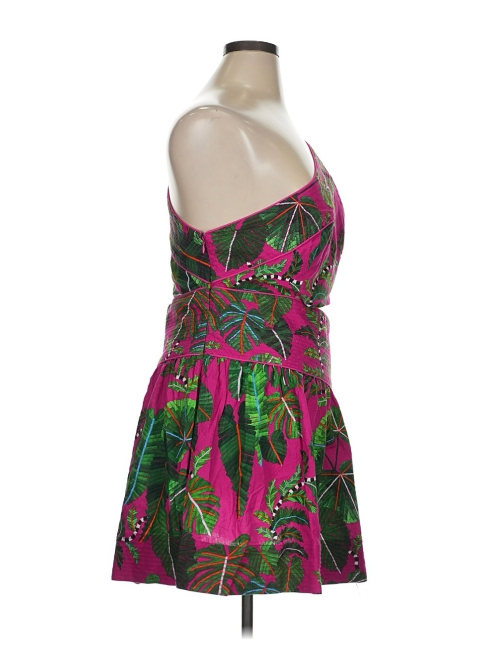 FARM Rio Fuchsia Tropical One-Shoulder Cutout Mini Dress - Picture 2 of 6